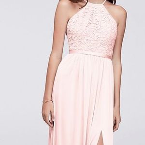 David's Bridal Open-Back Lace and Mesh-Petal